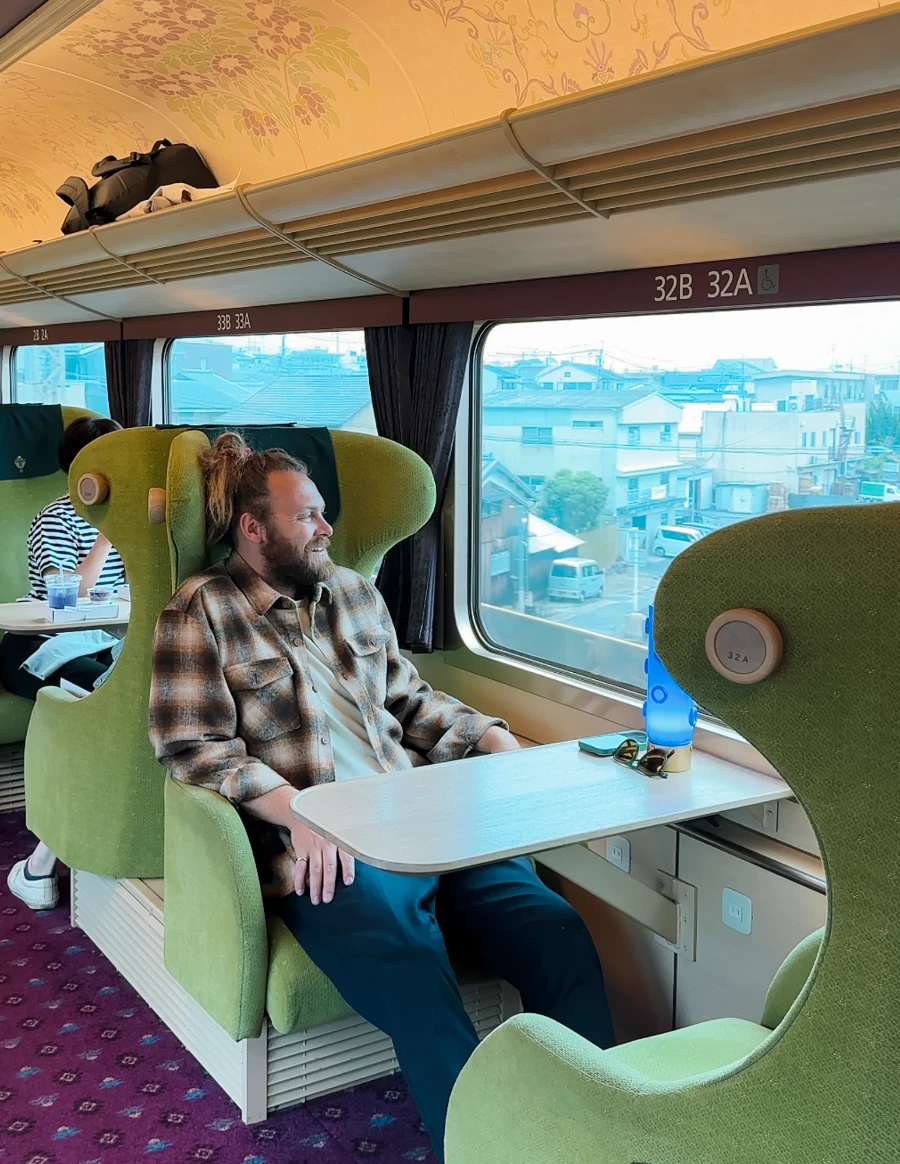 Train Between Kyoto and Nara: Aoniyoshi Limited Express Interior
