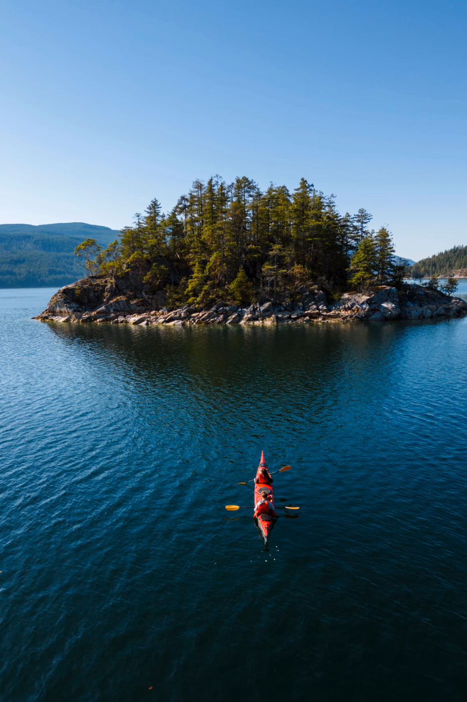 North Thormanby Island and a large sandbar littered with driftwood off the Sunshine Coast, BC.