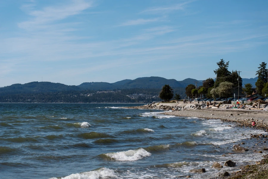 Choppy waves off the coast of Davis Bay in Sechelt, BC