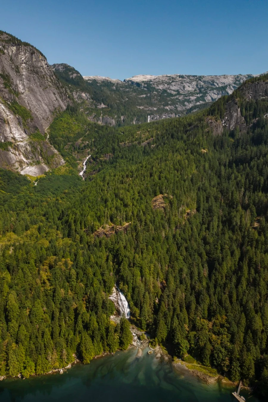 Chatterbox falls pouring into the Princess Louisa inlet
