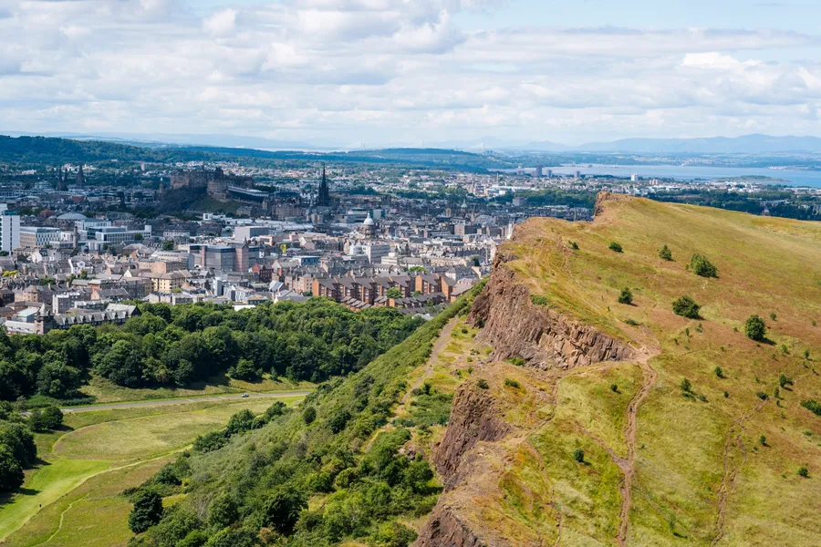 Edinburgh cityscape with historic buildings and castle