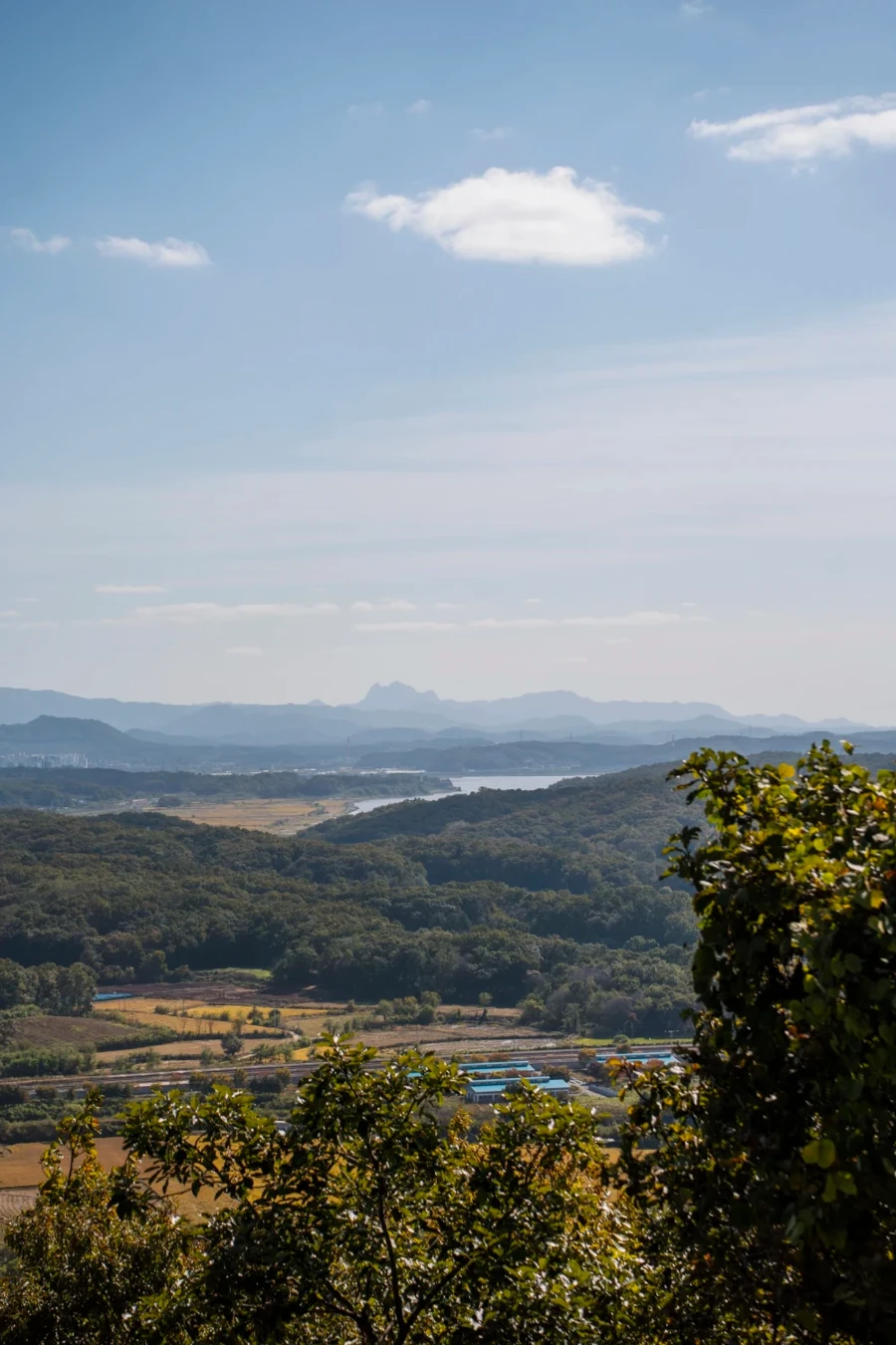 Farmland and forest stretch into South Korea near the Border with North Korea