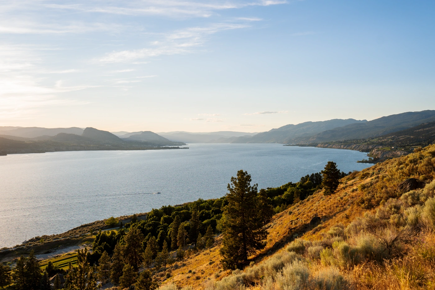 Dry rolling hills surrounding Okanagan Lake