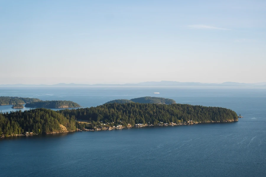 Keates Island across the water with BC mainland on the horizon