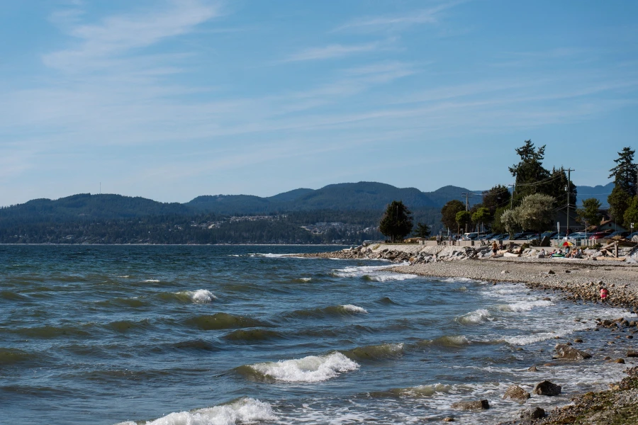 Choppy waves off the coast of Davis Bay in Sechelt, BC