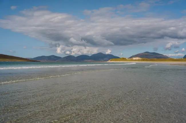 Long and gentle was roll across the shallow waters of Luskentyre beach