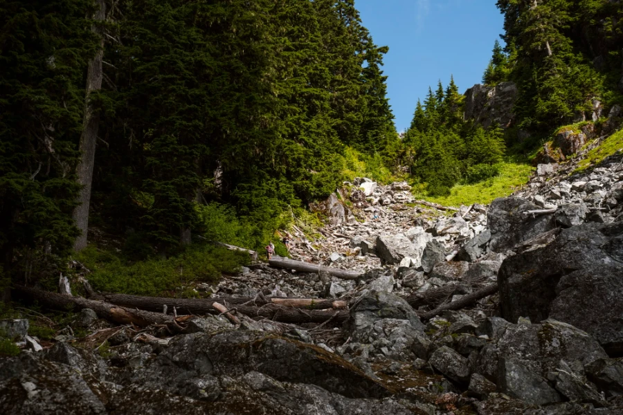 The 2nd rockfall and last big push before making it to Watersprite Lake