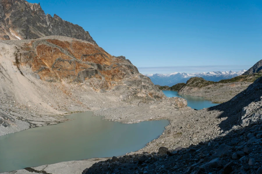 Tupper Lake and Wedgemount Lake with the Garibaldi range in the distance